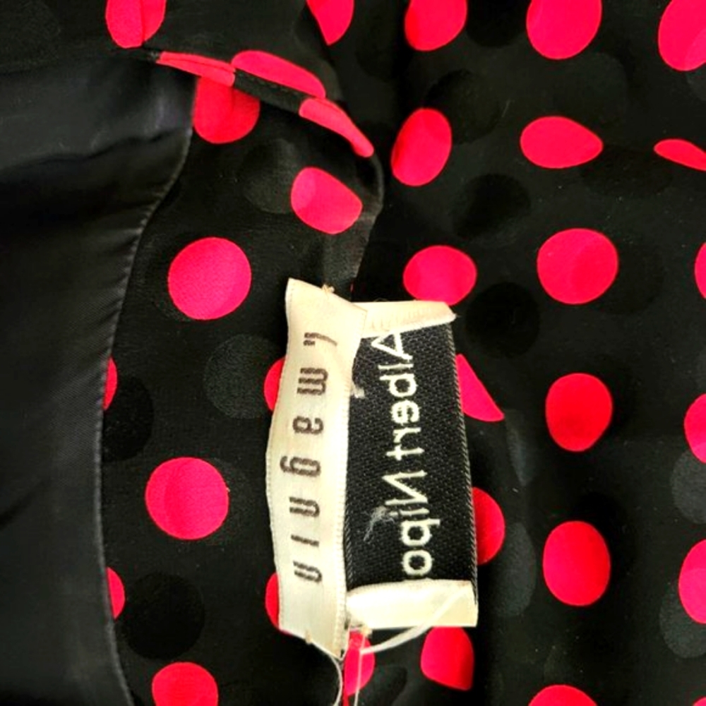 Albert Nipon Silk Dress Red Polkadot - image 2